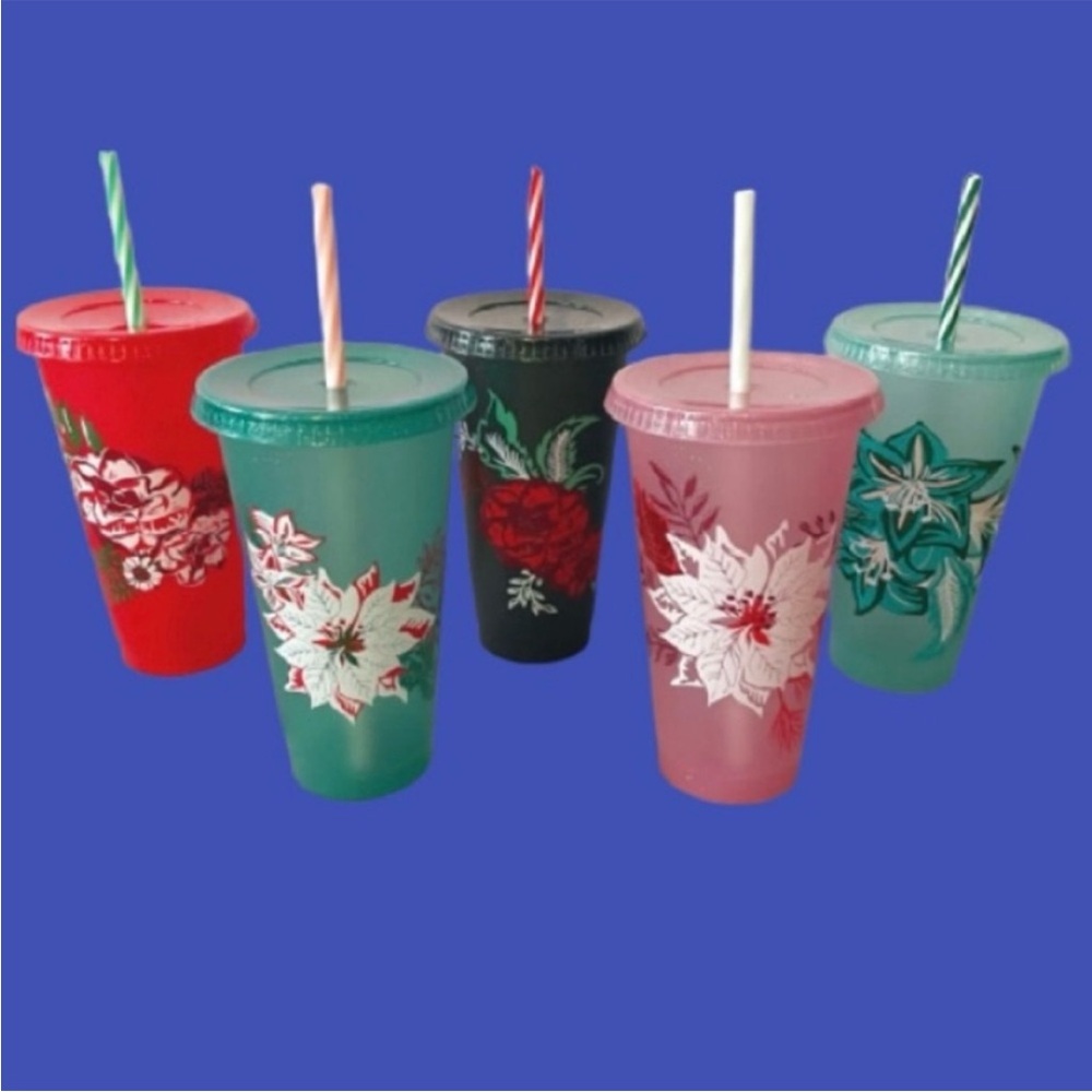 NWT- Set of 5 Starbucks Venti Cold Cup Travel Cups With Lids and Straws.